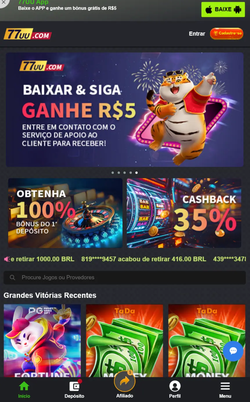 77uu Experimente cassino mobile em reais Cadastre-se Hoje